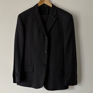 Principe Charcoal Grey Pinstripe 100% Wool Men's Suit, Size 42R
